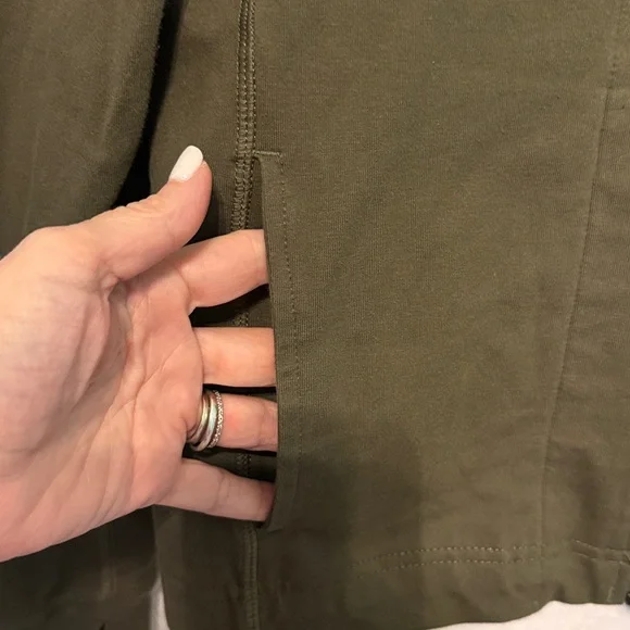 Perfect PACT Full Zip Jacket Sweatshirt Olive Green Organic Cotton - Picture 5 of 8